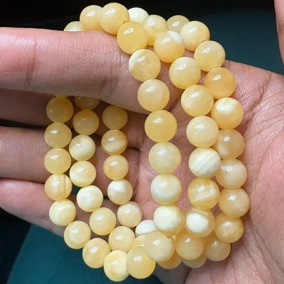 Honey Calcite Crystal Bracelet 8mm - Picture 3 of 3